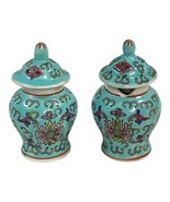 Vtg Miniature Ginger Jars Pottery Ceramic Decorative Set 2 READ Rose Med... - $18.22