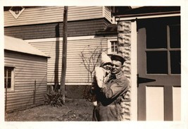 Vintage Photo 1940&#39;s B &amp; W 2 3/4&quot; X 2 1/2&quot; Dad Cheek To Cheek w/ Swaddled Baby - £0.77 GBP