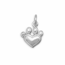 Polished Heart Paw Print Foot Charm Women Neck Piece Jewelry 14K White Gold Over - £17.03 GBP