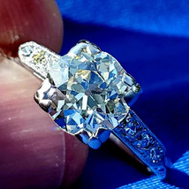 Earth mined Diamond Deco Engagement Ring Antique Solid Platinum Bridal Solitaire - $499,812.03 MXN