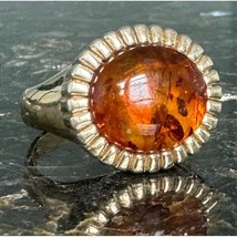 925 Sterling Silver Vermeil And Amber Size 8 Sky - £36.99 GBP