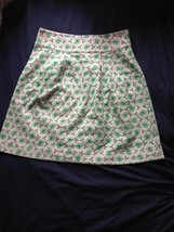 LILLY PULITZER 100% Cotton Pink Green Eyelet Pattern Skirt SZ 8 EUC - $920.97 MXN