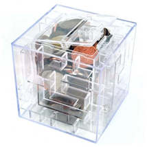 3D Puzzle Transparent Money Maze Bank Saving Coin Gift Box(White) - £2.36 GBP