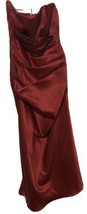 Davids Bridal Burgundy Brick Red Formal Floor Length Gown Sz 10 Strapless - £86.30 GBP