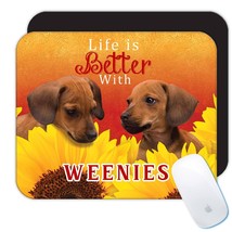 Dachshund Sunflowers : Gift Mousepad Life Weenie Dog Floral Pet Funny Cute Puppy - £10.41 GBP