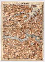 1912 Antique Map Of Central Sognefjord Sognefjorden Hermansverk Leikanger Norway - £15.62 GBP