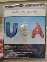 USA Balloon Banner 6&#39;. Letters Red, Silver &amp; Blue Patriotic America - £6.97 GBP
