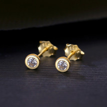 Gold-Plated Small Earrings S925 Silver Zircon Earrings Korean Ear-Raising Simple - £9.39 GBP