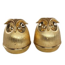 Vintage MCM Napier Gold Toned Owl Salt Pepper Shaker Set - £26.67 GBP