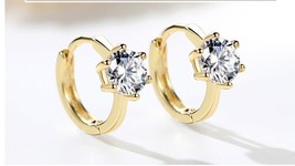 Stud Earrings For Women Classic Six Claw Clear AAA+Cubic Zirconia Rose Gold Colo - £10.50 GBP