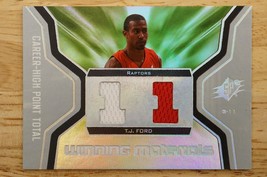 An item in the Sports Mem, Cards & Fan Shop category: NBA 2007-08 SPx Winning Materials Jersey Number TJ Ford WMJ-TJ Raptors