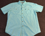 GH Bass &amp; Co Button Up Shirt Men&#39;s Size XL Blue Short Sleeve Pockets Sma... - £6.15 GBP