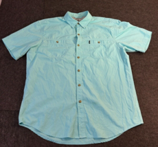 GH Bass &amp; Co Button Up Shirt Men&#39;s Size XL Blue Short Sleeve Pockets Sma... - $7.86