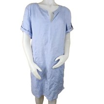 J Jill Love Linen Dress Womens Petite XL Blue Short Sleeve Sheath - £24.65 GBP
