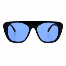Retro 70&#39;s Modische Sonnenbrille Flach Top Black Trapezoid Rahmen Farbe Linse UV - £8.60 GBP+