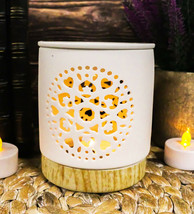 Buddhist Mandala Flower Filigree Cutout Ceramic Votive Candle Oil Tart W... - £15.79 GBP