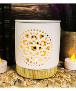 Buddhist Mandala Flower Filigree Cutout Ceramic Votive Candle Oil Tart W... - €17,04 EUR
