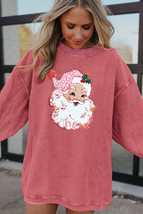 Strawberry Pink Santa Claus Sparkle Corded Crew Neck Sweatshirt - $23.95