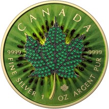 1 Oz Silver Coin 2022 Canada $5 Maple Leaf Seasons May Bejeweled Leaf Insert - £126.11 GBP