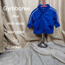 Gymboree Blue White Pipe Stripe Zip Boys Jacket Size 6-12 Months - £4.79 GBP