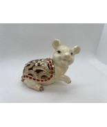 Pig Swine Jeweled Filigree Trinket Jewelry Box Rhinestones Enamel - $15.51