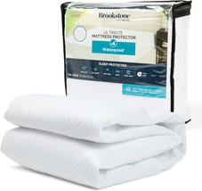 Brookstone Ultimate Waterproof Mattress Protector - Polyester Fabric, White - $45.51