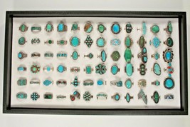 Navajo, Zuni &amp; Autres Argent Sterling Turquoise, Corail, Émail Bague Col... - $3,772.06