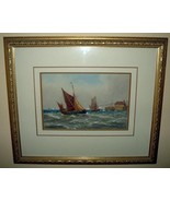 R T WILDING UK Listed Artist Watercolor Sussex Fishing Boats ca1900 - £562.98 GBP