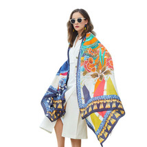 Anyyou 100% Mulberry Silk Blue Long Scarf Luxury Brand Women Beach Shawl Wear Sw - $89.50