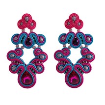 Soutache Women&#39;s earrings Handmade Fashion jewelry Dangle Earring Long Large Boh - £17.56 GBP
