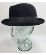 Vintage Barcelona Mens Black Felt Trilby Fedora Hat 7 1/4 - £55.85 GBP