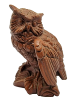 Vintage Red Mill Pecan Shell Owl Figurine 1989, 5&quot; Nice - £11.87 GBP