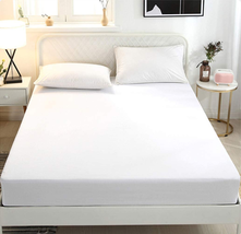 Fitted Sheet Queen Size - 1 Single White Fitted Bottom Sheet Only - 100% Natural - £26.21 GBP