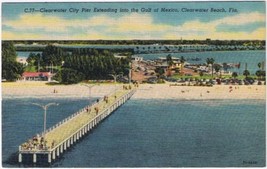 Postcard Clearwater City Pier Extending Gulf Of Mexico Clearwater Beach Florida - £2.33 GBP