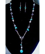 26&quot; Natural Turquoise Black Crystal Beaded Rosary Style Jewelry Set - €33,82 EUR