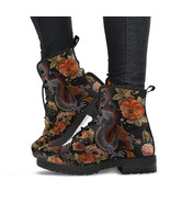 Combat Boots - Dragon &amp; Flowers | Boho Shoes, Handmade Lace Up Boots, Ve... - £72.12 GBP