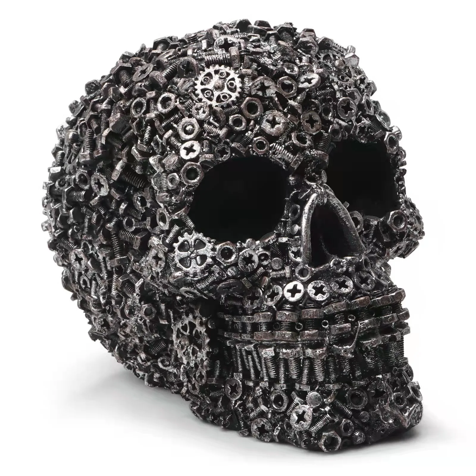 Resin Screw Gear Mechanical Style Skull Decorative Crafts Ornament Home Decor - £20.03 GBP+