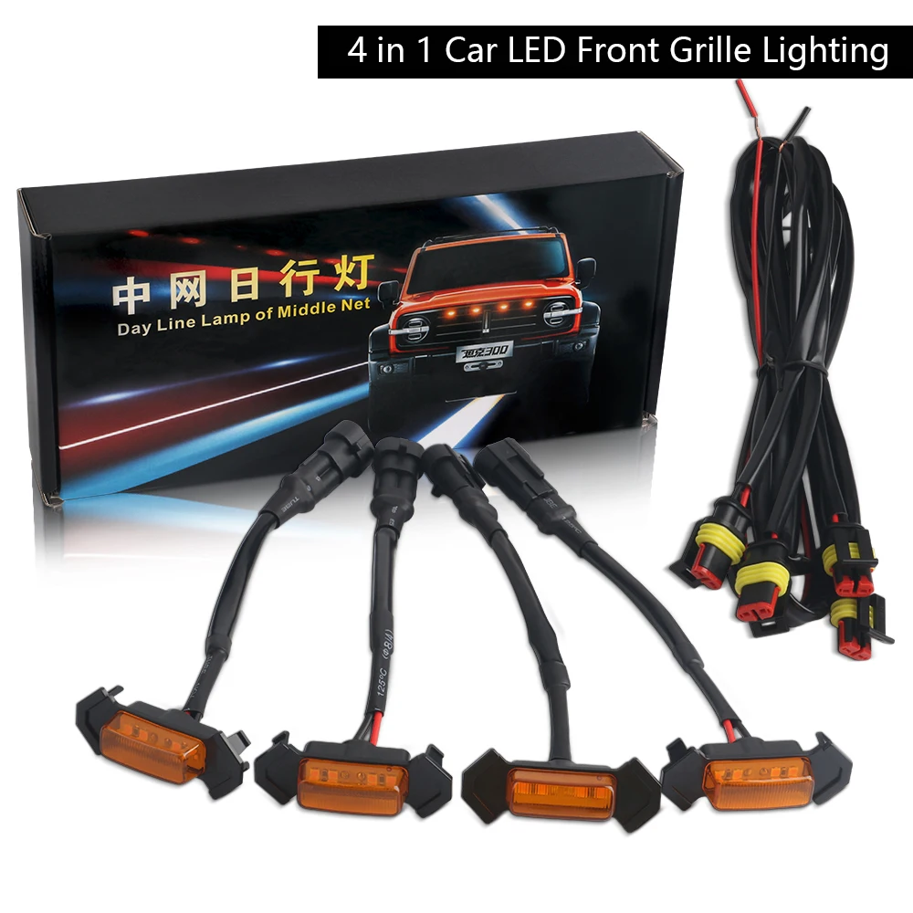 Universal Car LED Front Grille Light Strobe Running Lamps DRL Automobile Accesso - £126.64 GBP