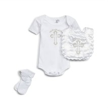 Precious Moments kid&#39;s unisex christening gift set romper size 3-6M - $47.22 CAD