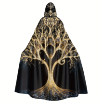 Hooded Cloak, Robe, Tree of Life Design, Celestial Gothic Cape, Soft 58 ... - $931.99 MXN