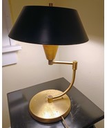 MCM Metal Shade Table Swing Arm Desk Lamp Thurston lightolier Saucer Style - $8,467.55 MXN