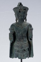 Antik Thai Stil Bronze Stehend Abhaya Schutz Buddha Statue - 32cm/33cm - £319.25 GBP