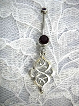 New Infinity Knot Double Weave On Dazzling 14g Deep Purple Cz Belly Ring Barbell - £4.78 GBP