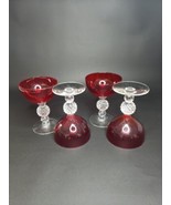 Vintage Morgantown RUBY RED Wine Footed CLARET Wine Glasses LOT OF 4 - $32.90