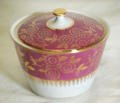 MZ Czechsolovakia Covered Sugar Bowl Gold Guilt Trim Roses &amp; Rim - £17.40 GBP