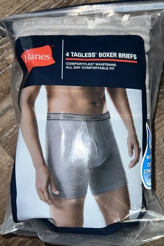 Hanes ~ 4-Pair Mens Boxer Briefs Underwear Cotton Black Gray ~ M (32-34) - $24.74
