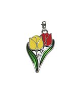 Large Red and Yellow Tulip Flower Pendant Zipper Pull Charm - £31.57 GBP