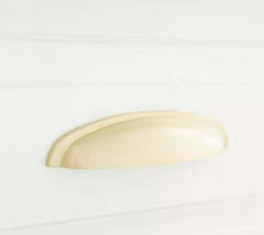 New 4&quot; Satin Brass Edvard Solid Brass Curved Cup Pull by Signature Hardware - $16.95
