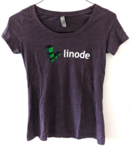 Linode Cloud Hosting purple tee t-shirt top women&#39;s size SMALL slim fit ... - $4.93