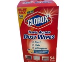Clorox Triple Action Dust Wipes Hair Allergens Partial Open Box 25 Wipes - £21.66 GBP